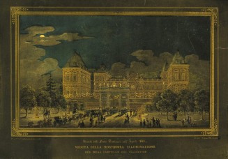 Ricordi di feste torinesi nell’Aprile 1842. Veduta della mostruosa illuminazione del Real Castello del Valentino.